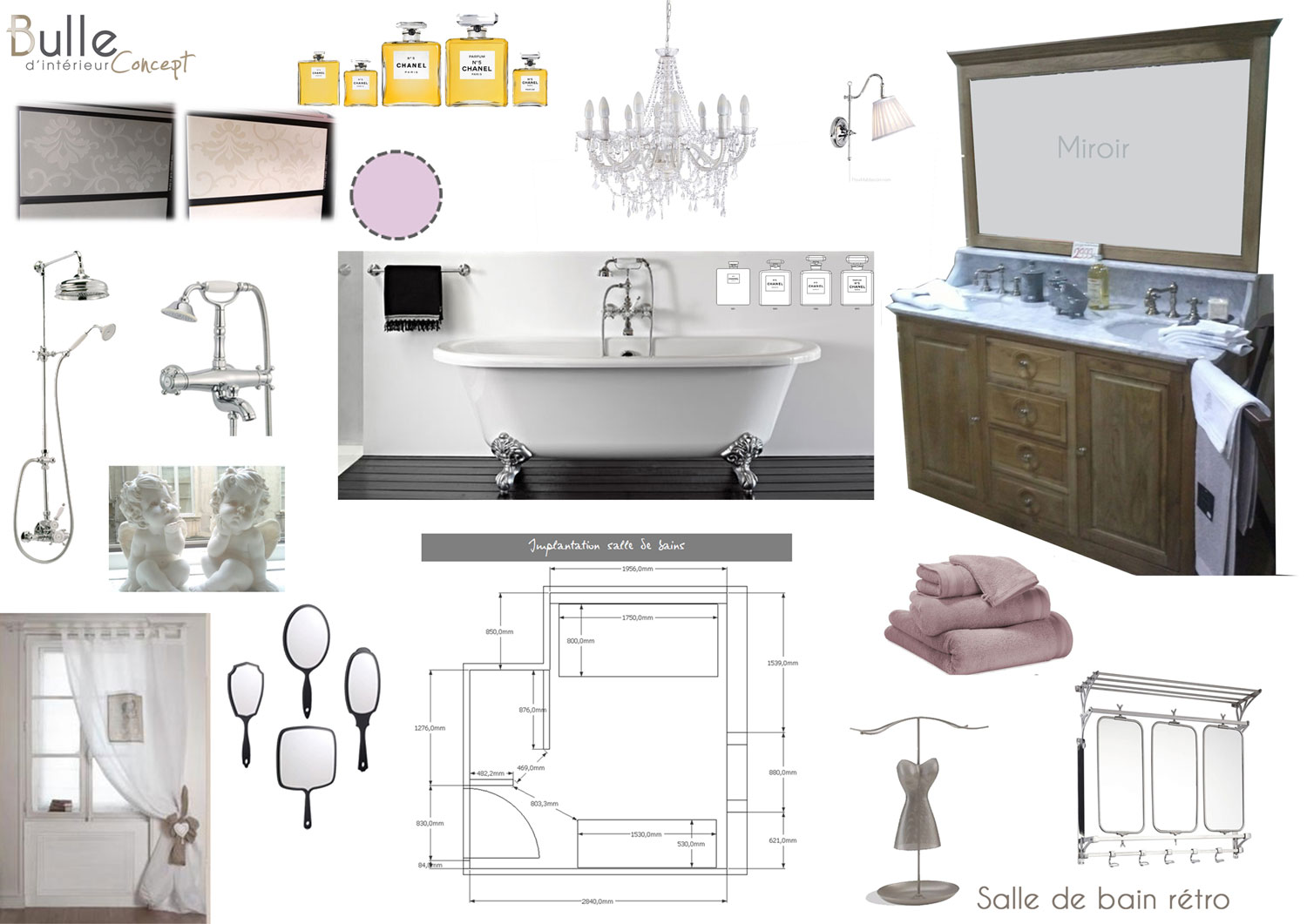 Conception et mise en décoration d'une salle de bain rétro à ...